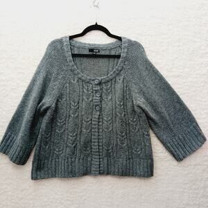 Sweater Cardigan 1X Gray Alpaca Knit Quiet Luxury Heritage Classic Old Money